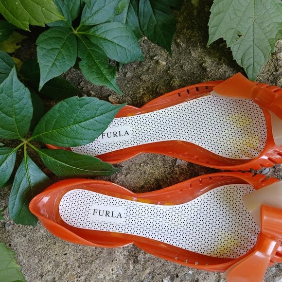 🍊 Delicious tangerine Furla ballerina jelly flats made in Italy 🍊 - Picture 7 of 12